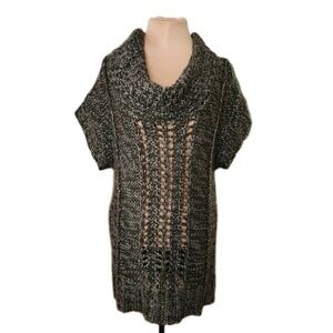 Y2K Mudd Chunky Knit Cowl Neck Tunic Sweater NWT XL Green Metallic Boho Festival